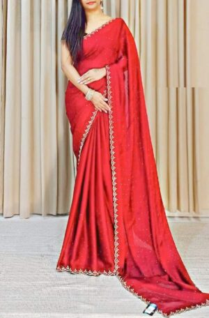 এক্সক্লুসিভ ওয়েটলেস জর্জেট এমব্রয়ডারি করা পার্টি শাড়ি